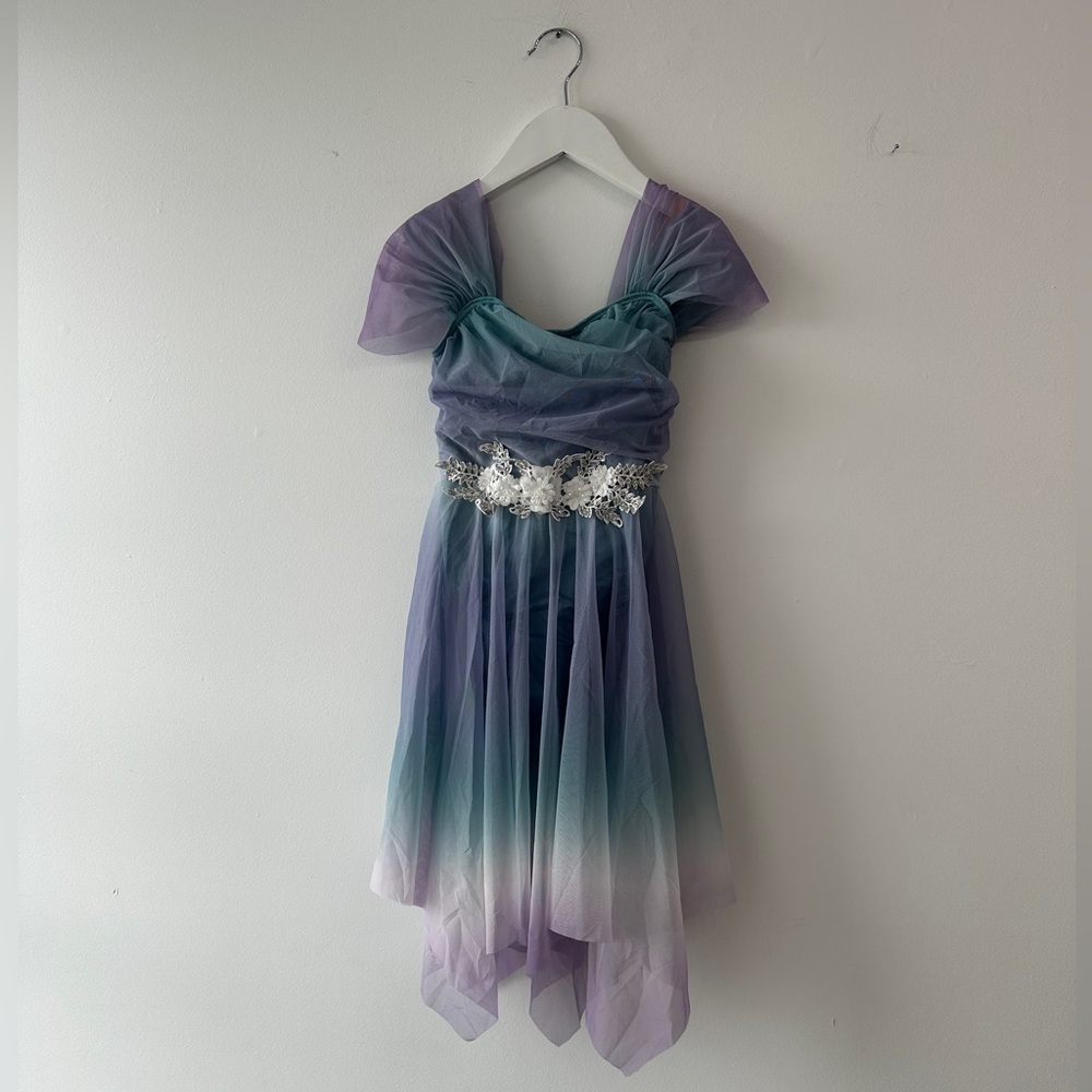 Weissman Dance Dress - purple and green chiffon, lined - Size SC